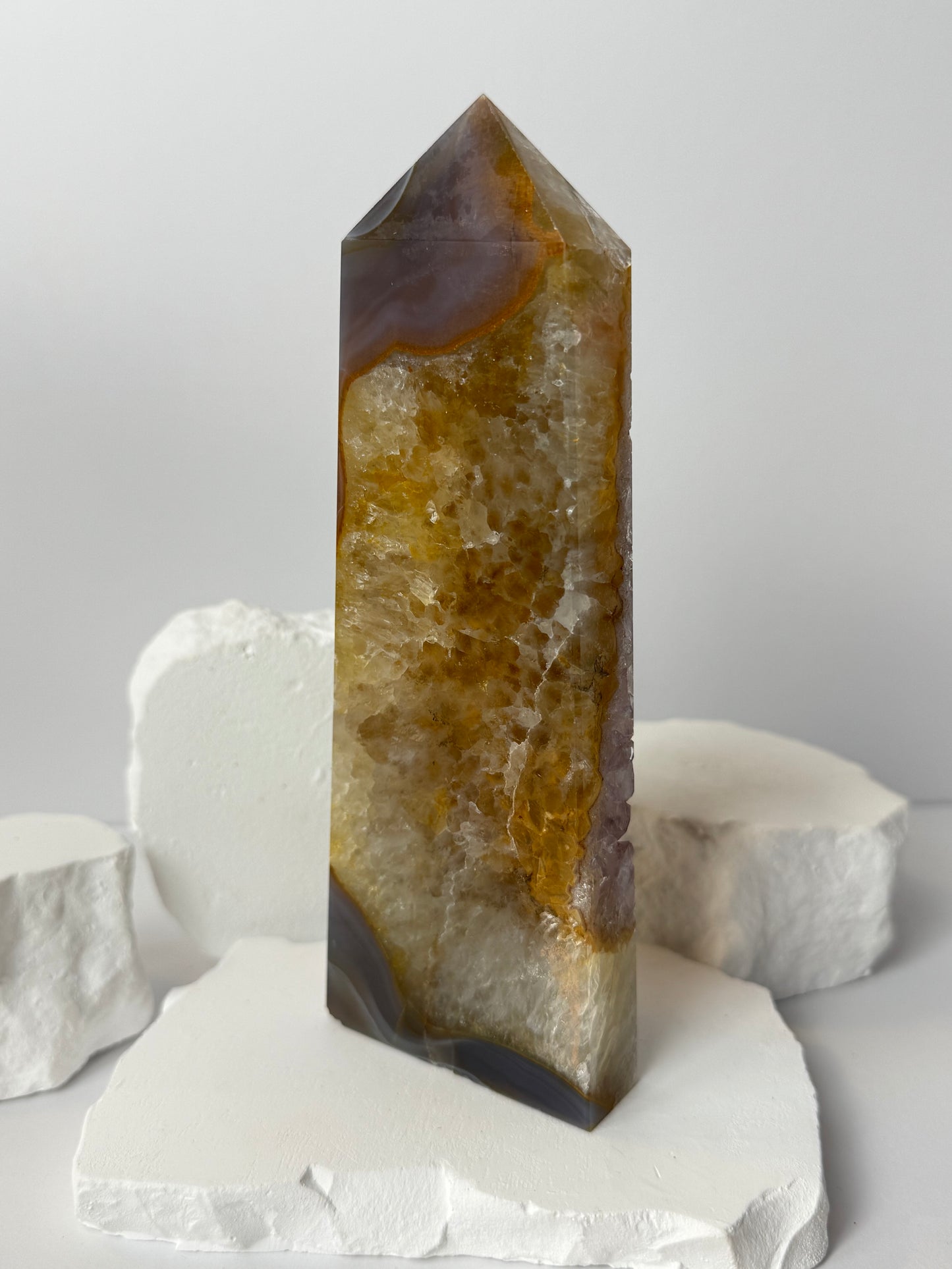 Druzy Achat Turm mit Amethyst