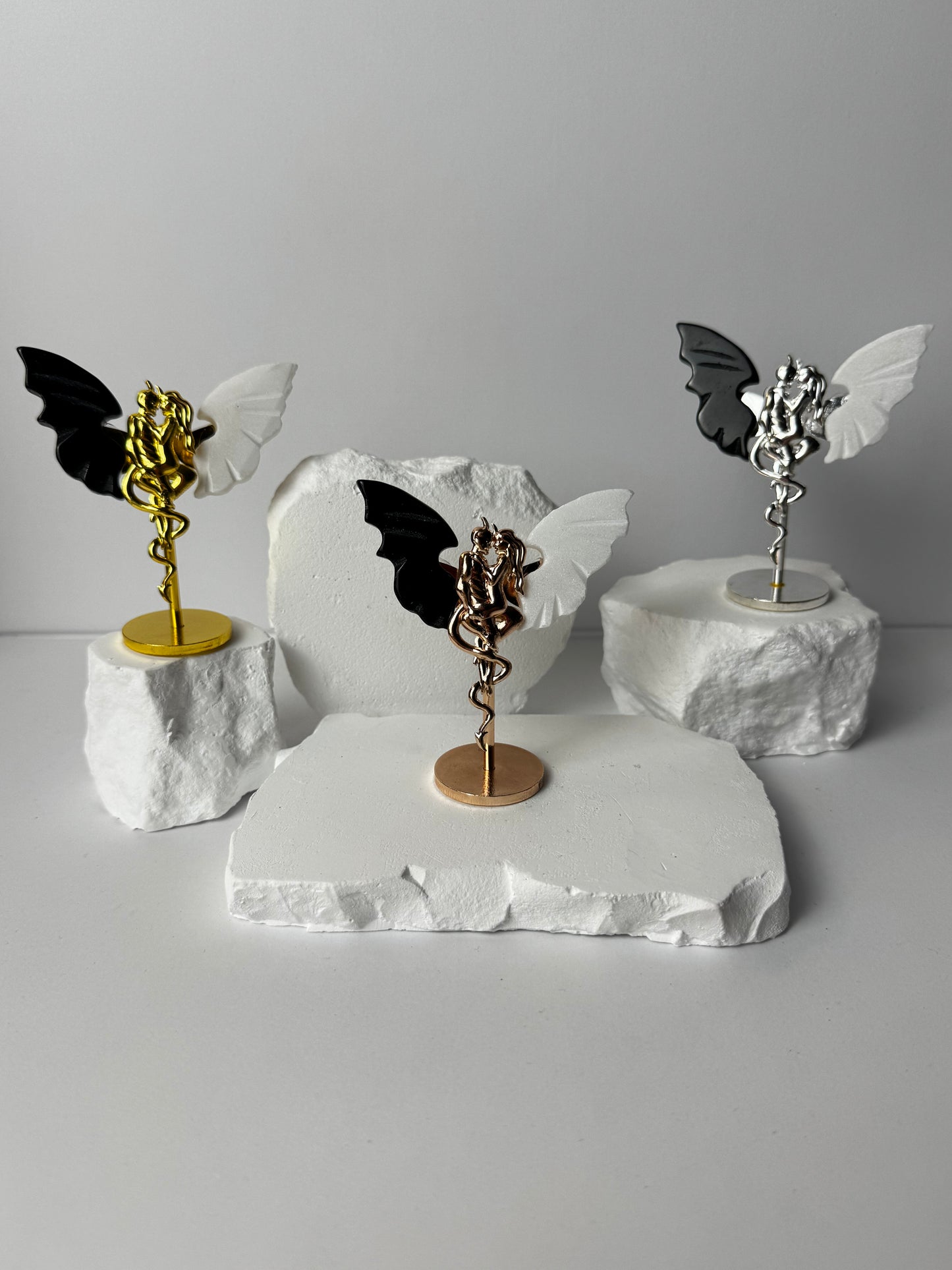 Angel & Devil Flügel – Obsidian & Weiße Jade