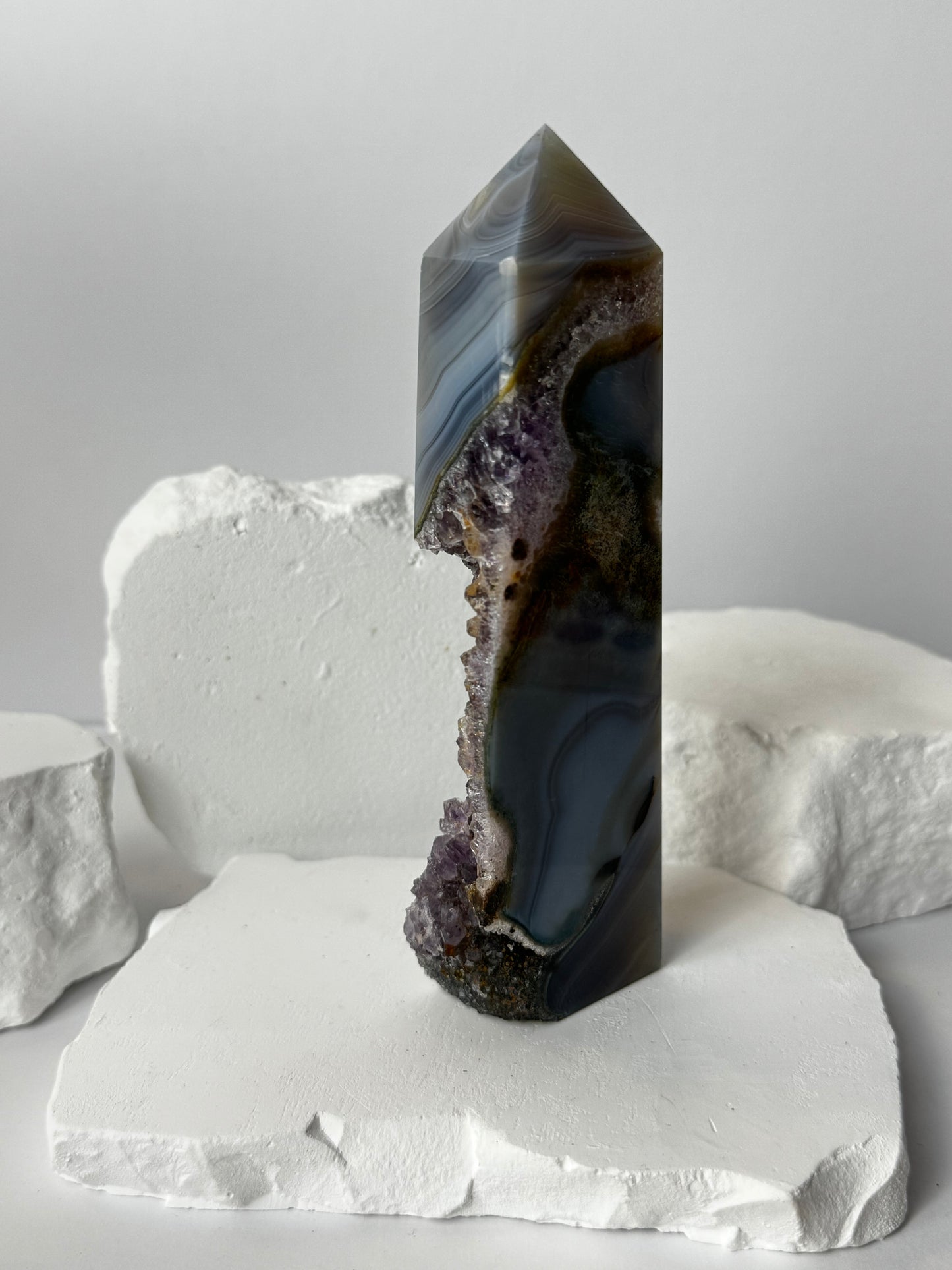 Druzy Agate Tower with Amethyst