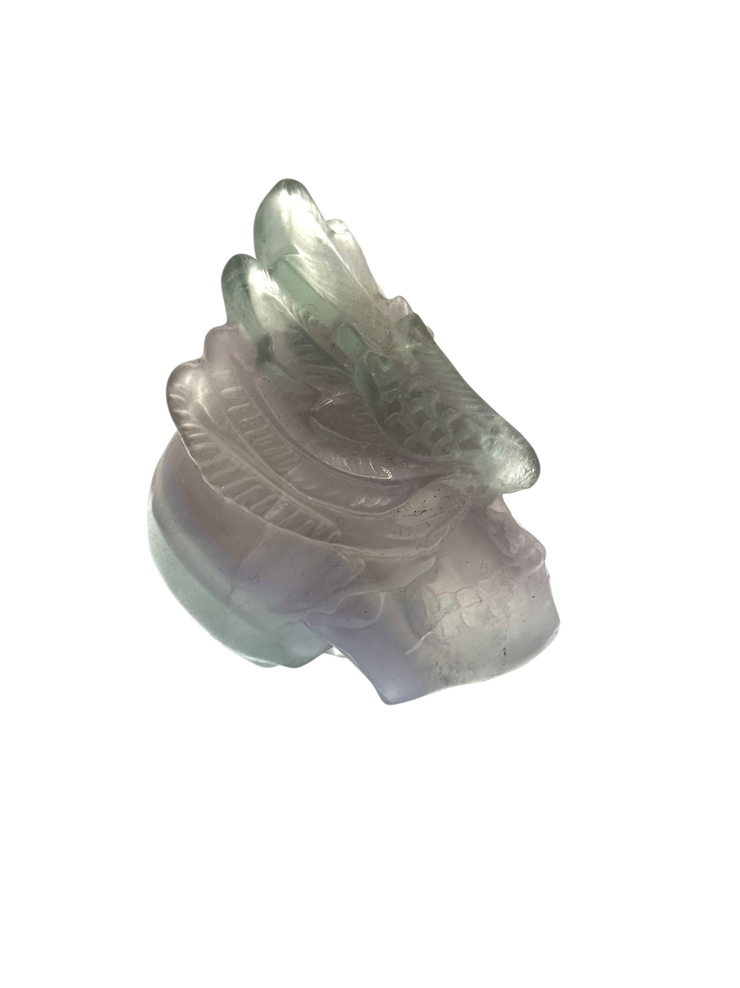 💀 Pastell Fluorit Skull mit Maske – Carving