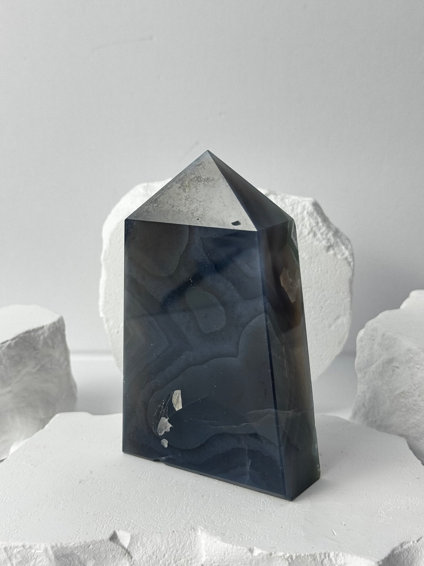 Druzy Achat Turm mit Amethyst