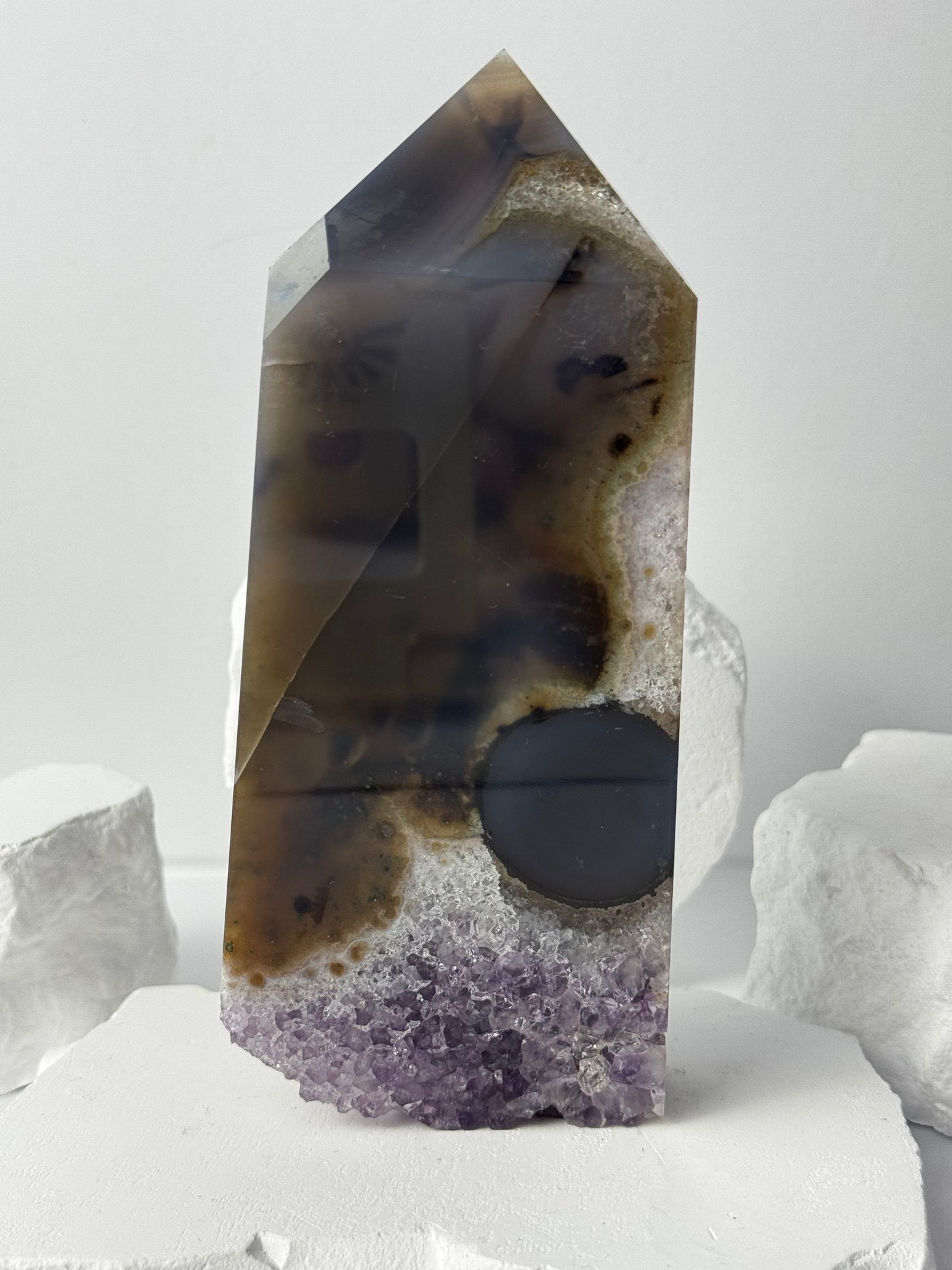 Druzy Agate Tower with Amethyst