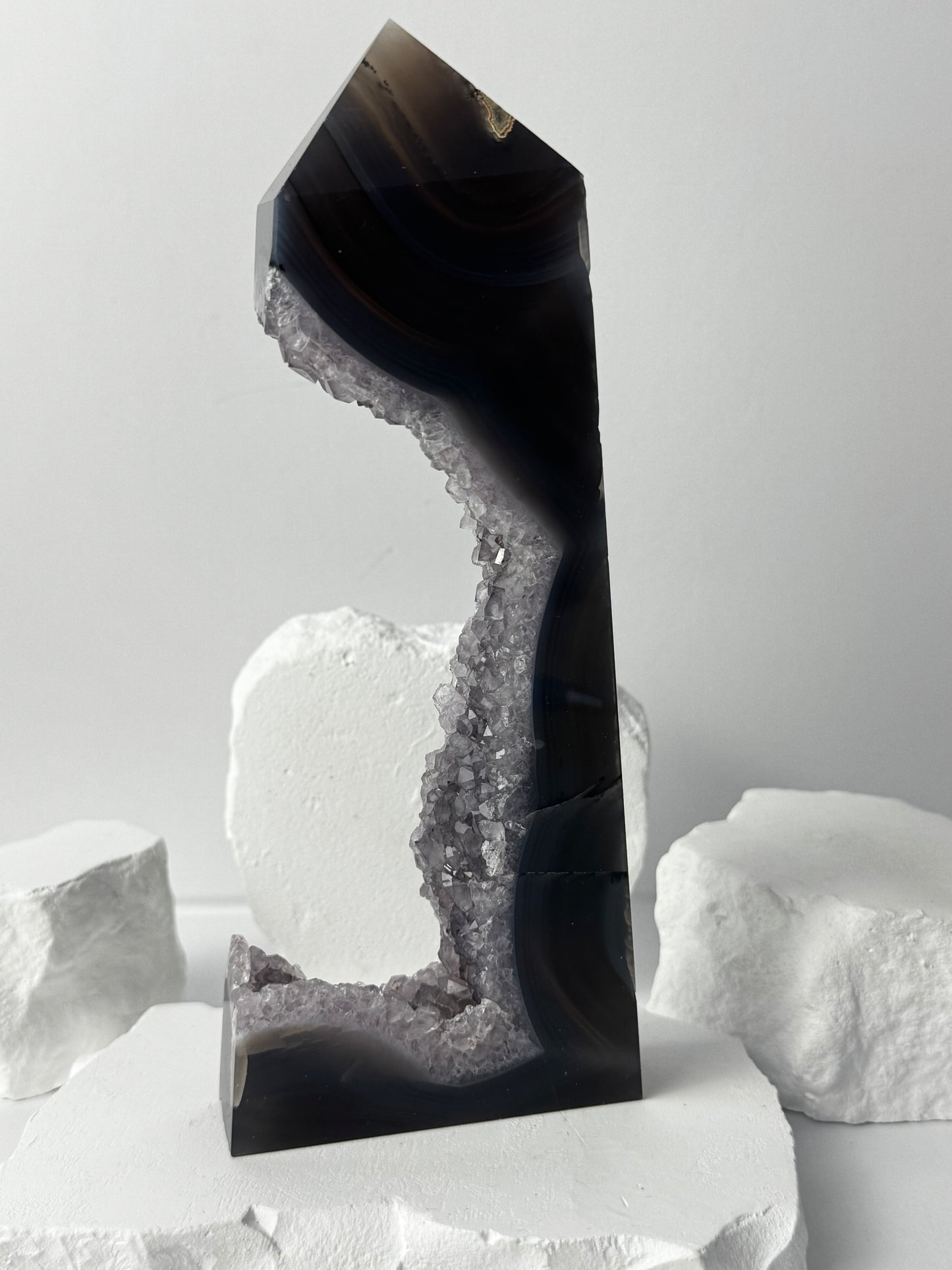 Druzy Agate Tower with Amethyst