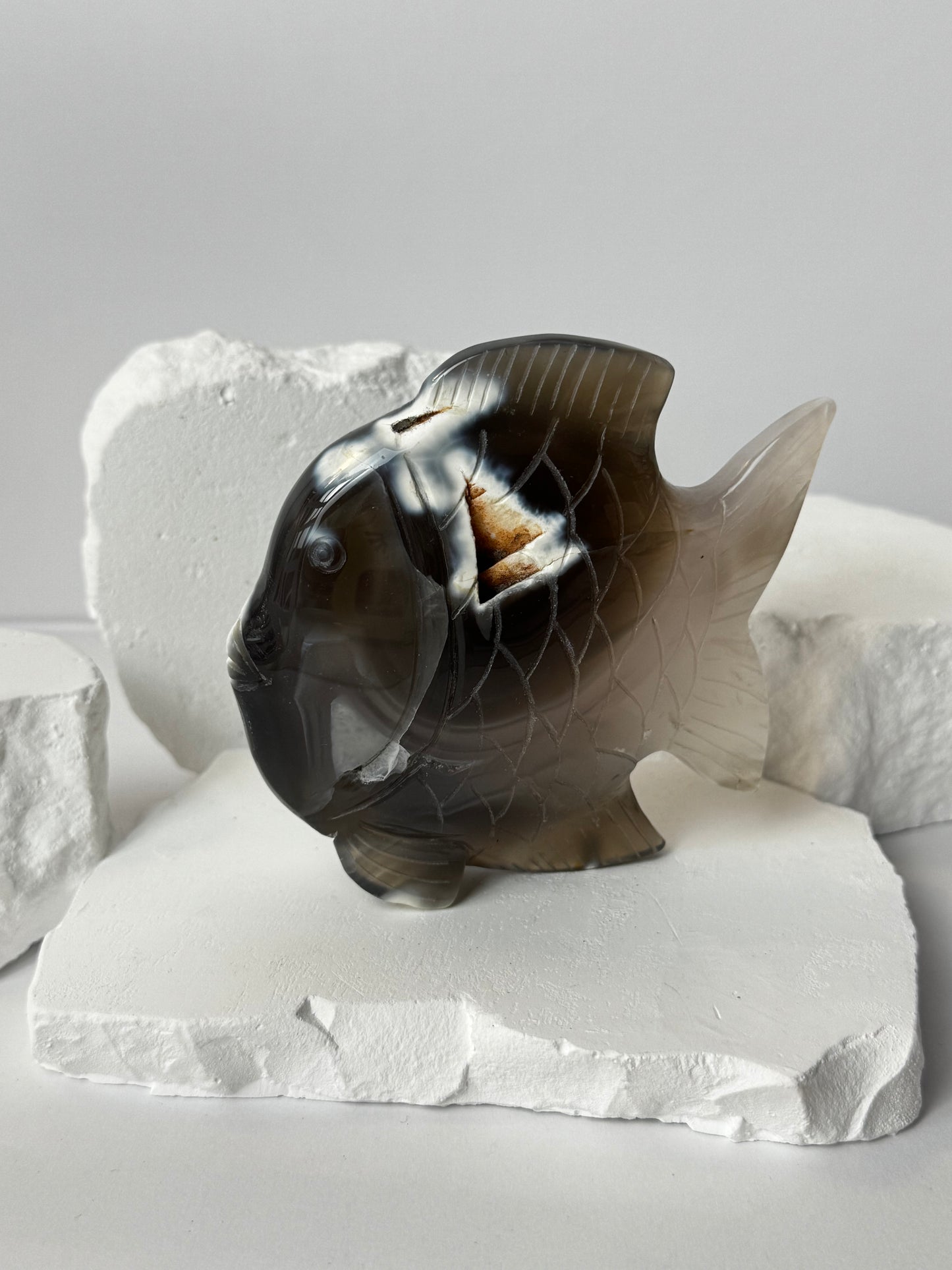 Orca Agate – Fish Carving