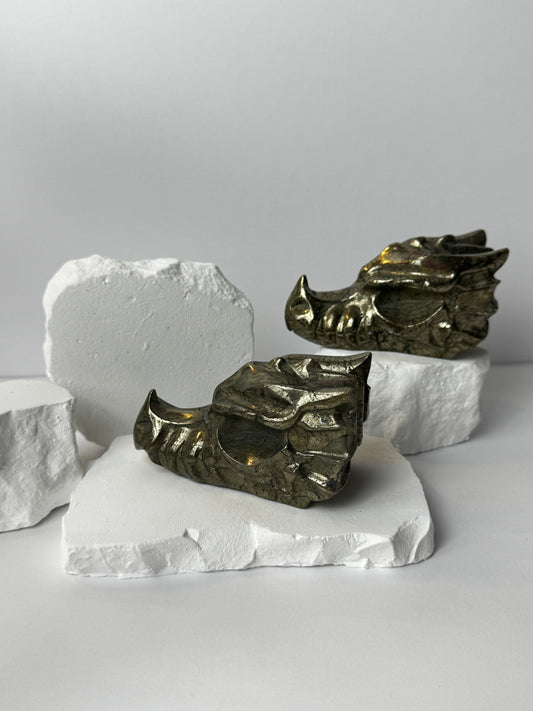 Pyrite – Dragon Head Carving