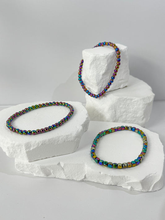 Aura Hematite Bracelet – “When you need energetic protection that also celebrates your inner light”