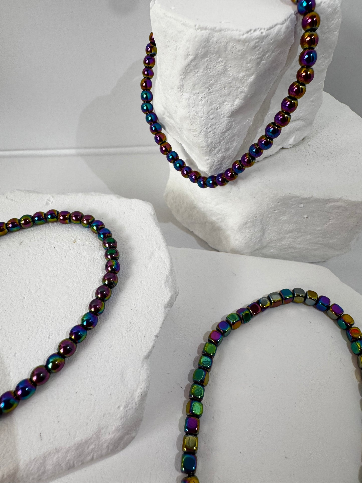 Aura Hematite Bracelet – “When you need energetic protection that also celebrates your inner light”