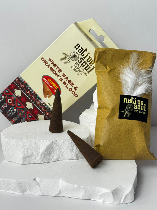 Native Soul – White Sage & Dragon’s Blood Jumbo Backflow Räucherkegel