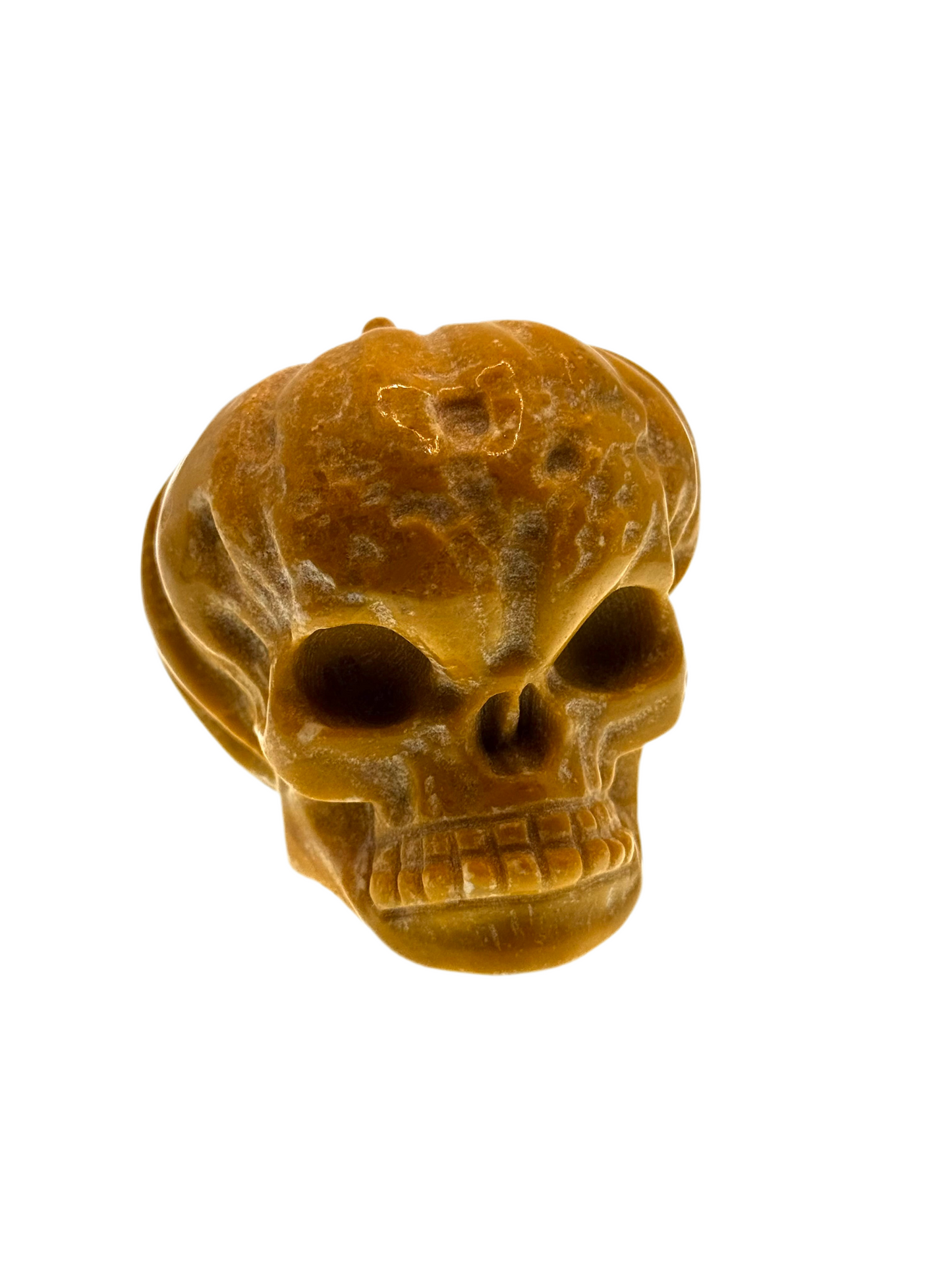 💀 Pumpkin skull made from kiwi jasper or yellow jasper – carving