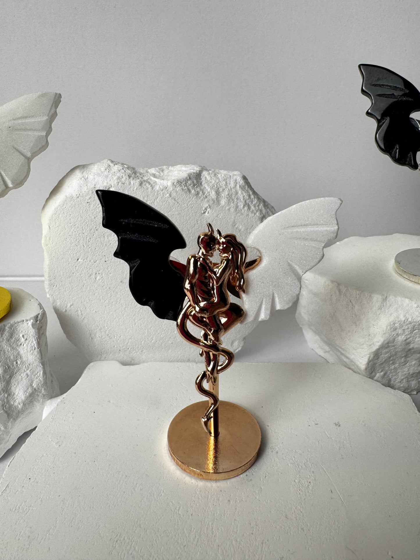 Angel & Devil Flügel – Obsidian & Weiße Jade