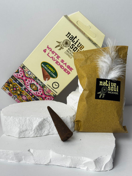 Native Soul – White Sage & Lavender Jumbo Backflow Räucherkegel