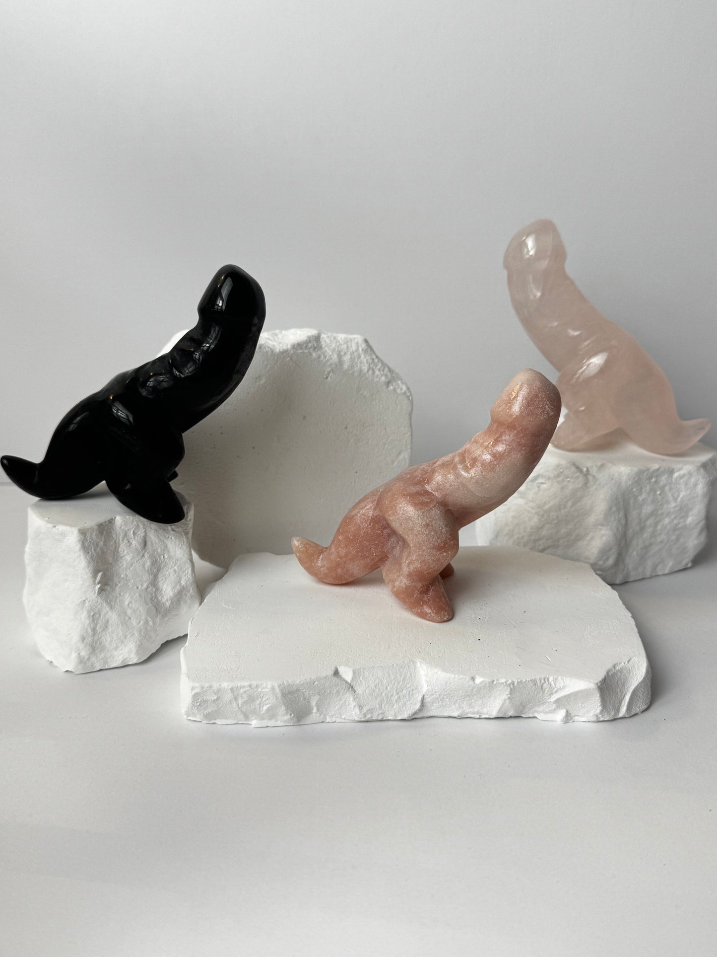 Dino Phallus – Rosenquarz, Obsidian oder Pinker Andenopal