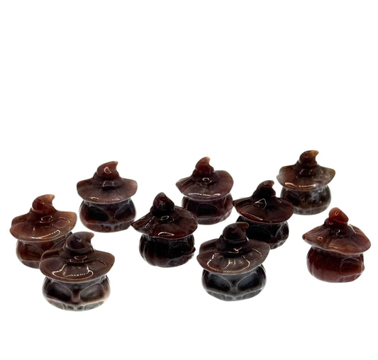 🎃 Mystery Mini Ocean Jaspis Kürbis mit Hexenhut – Carving