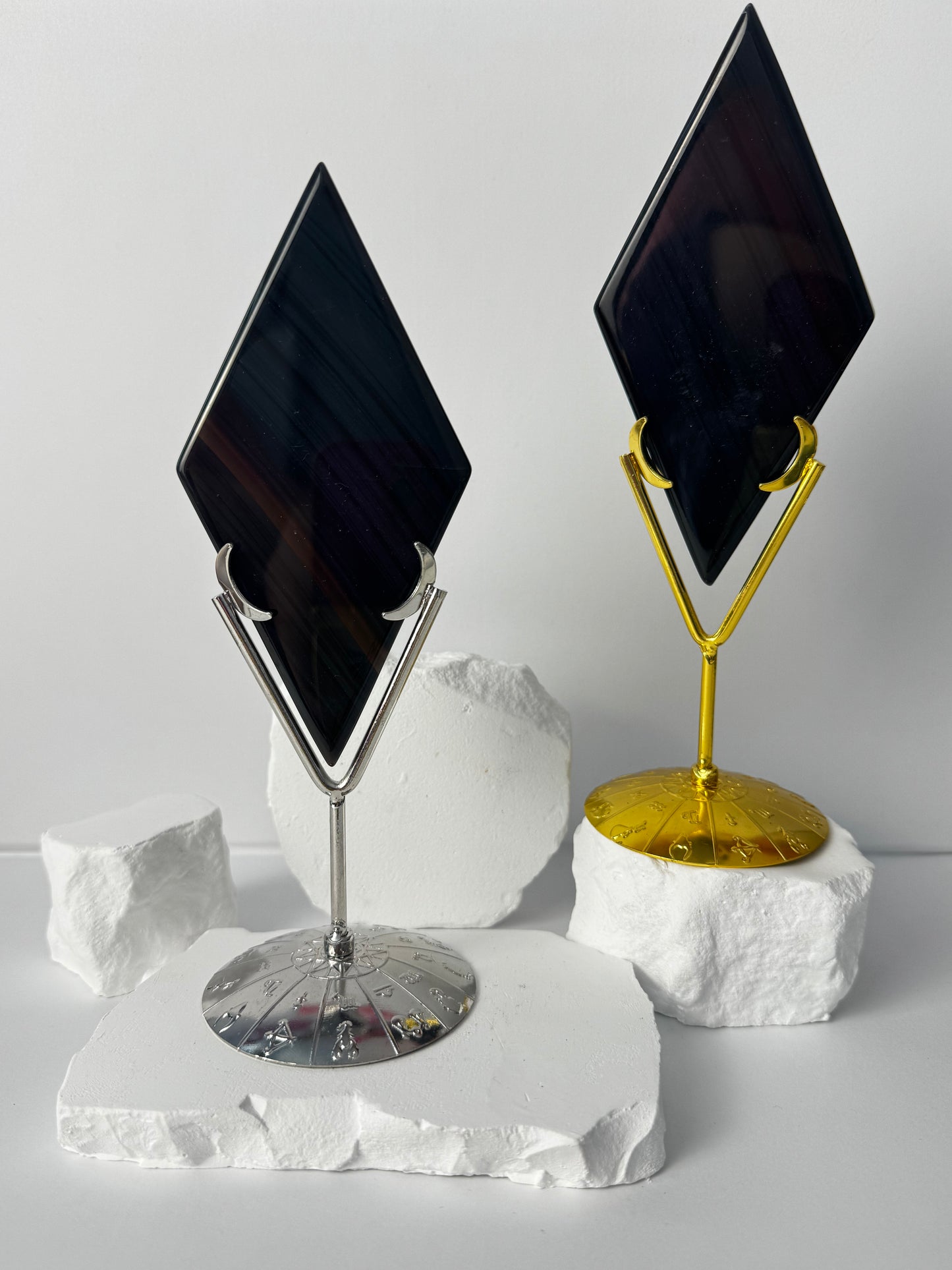 Lamellen Obsidian Diamant/Raute – mit Stand