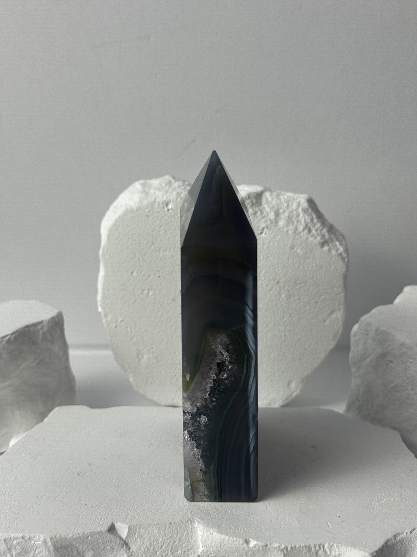 Druzy Agate Tower with Amethyst