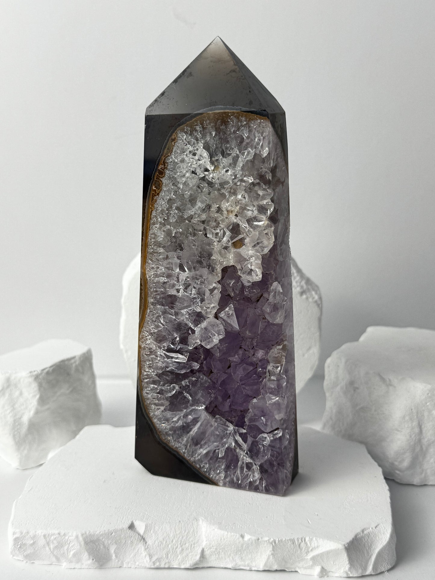 Druzy Agate Tower with Amethyst
