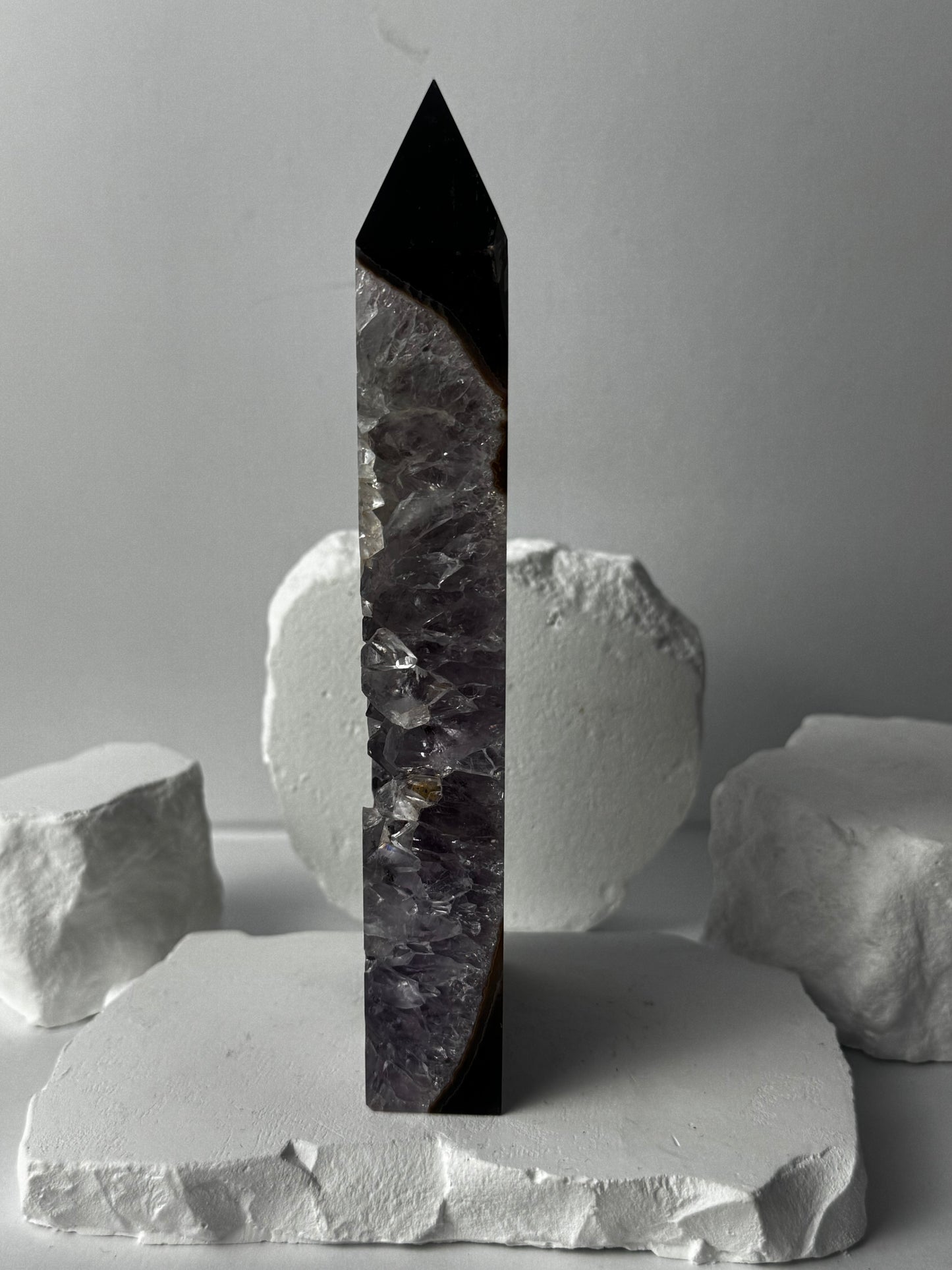 Druzy Agate Tower with Amethyst
