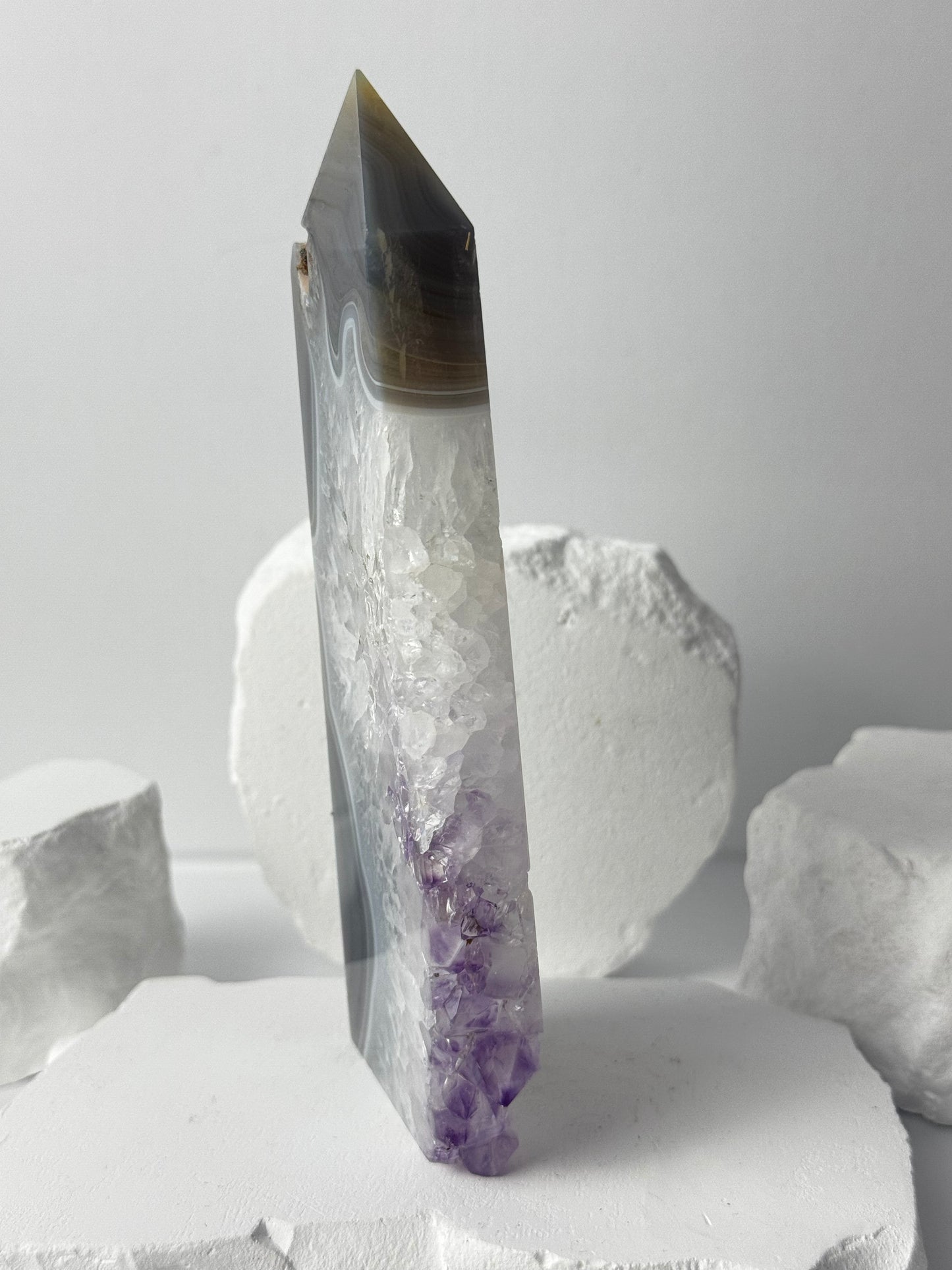 Druzy Agate Tower with Amethyst