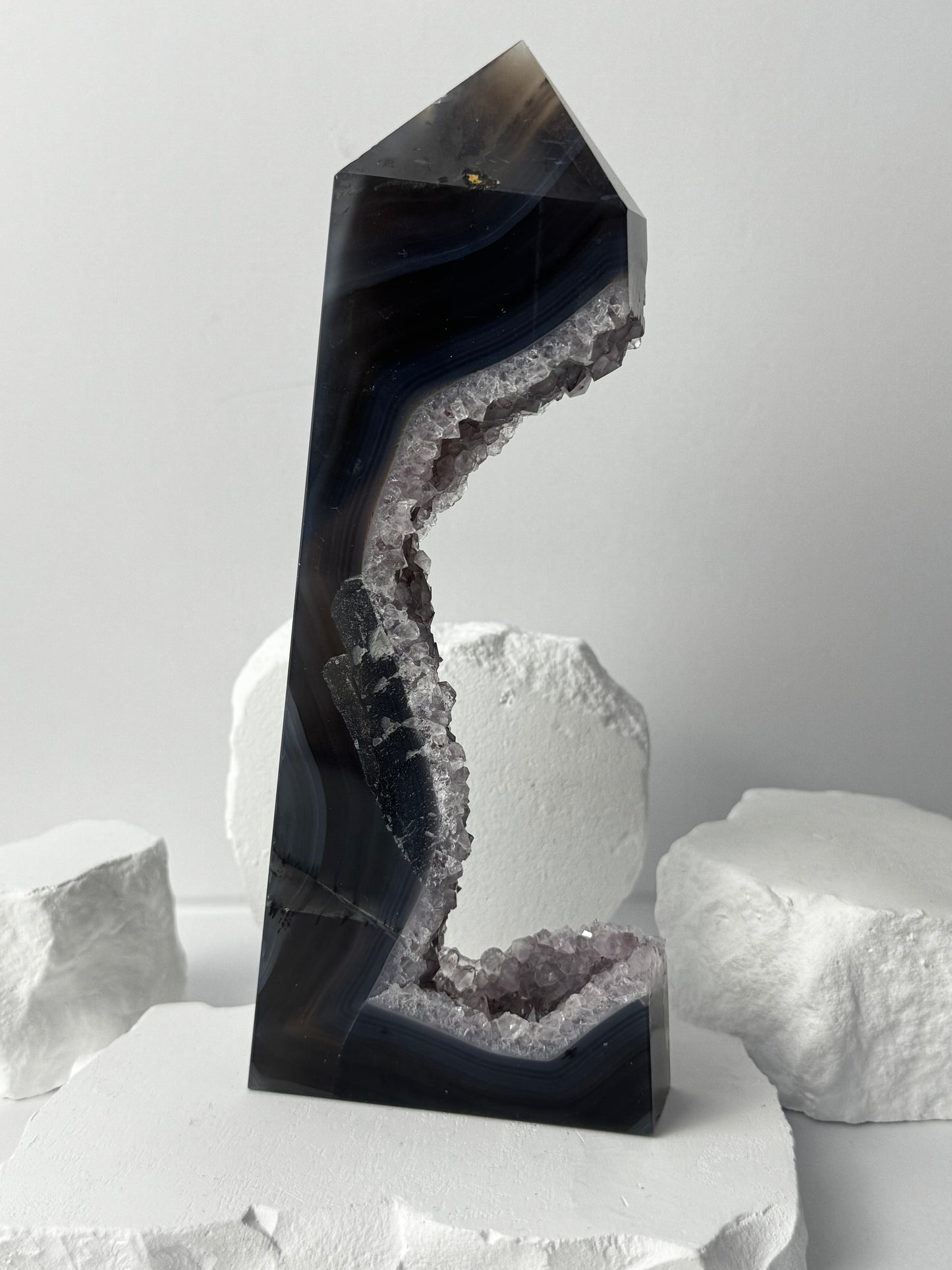 Druzy Agate Tower with Amethyst