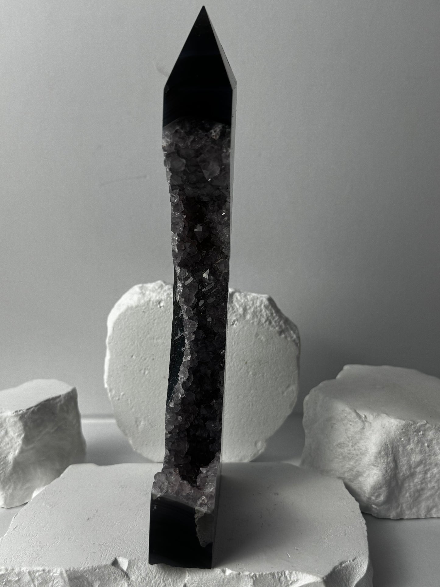 Druzy Agate Tower with Amethyst